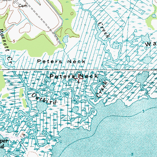 Topographic Map of Peters Neck, MD