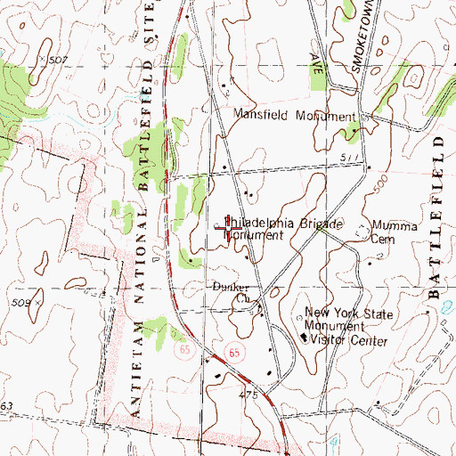 Topographic Map of Philadelphia Brigade Monument, MD
