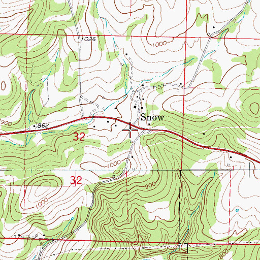 Topographic Map of Snow, AR