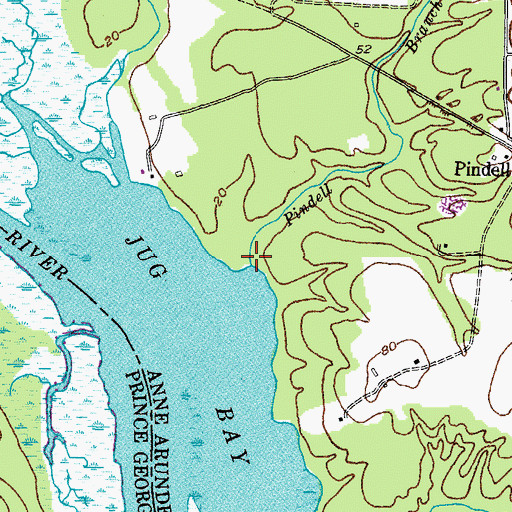 Topographic Map of Pindell Branch, MD