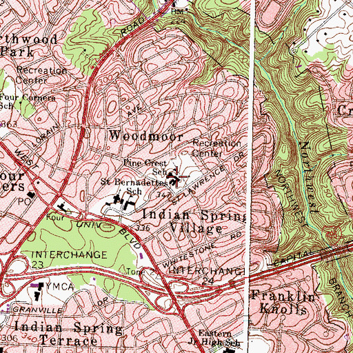 Topographic Map of Pine Crest Elementary School, MD