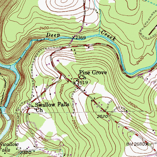 Topographic Map of Pine Grove Church, MD