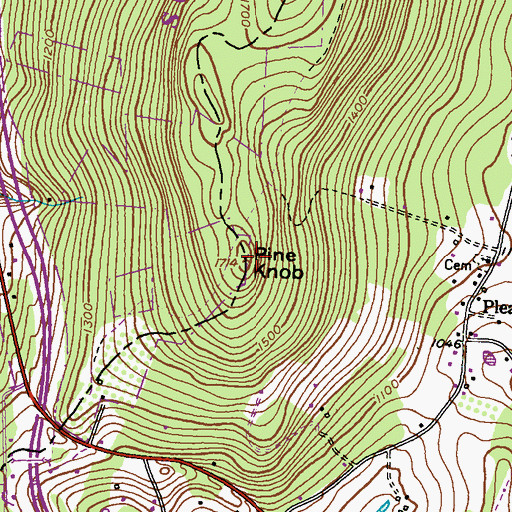 Topographic Map of Pine Knob, MD