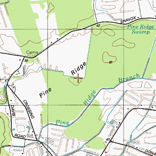 Topographic Map of Pine Ridge, MD