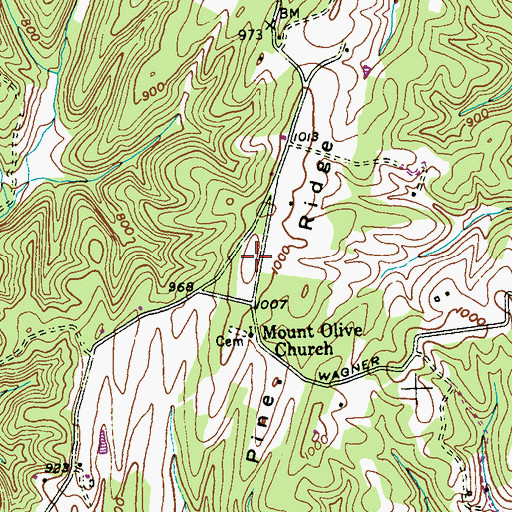 Topographic Map of Pine Ridge, MD