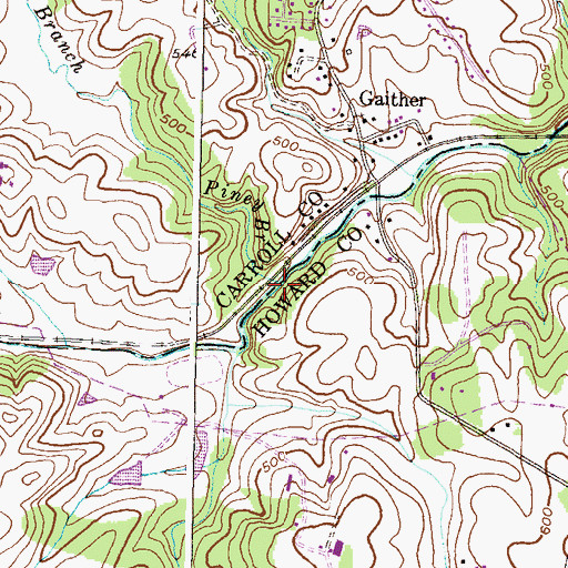 Topographic Map of Piney Branch, MD