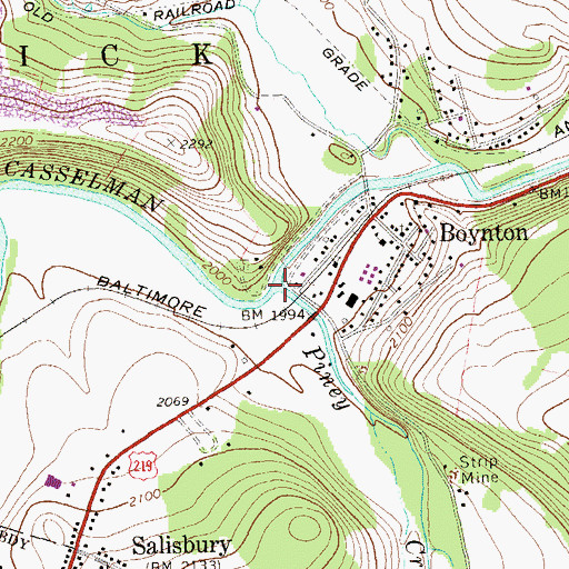 Topographic Map of Piney Creek, PA