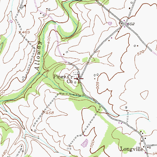 Topographic Map of Piney Creek Presbyterian Church, MD