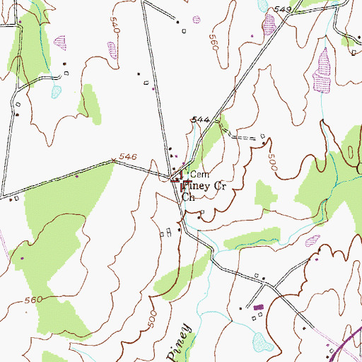 Topographic Map of Piney Creek Church, MD