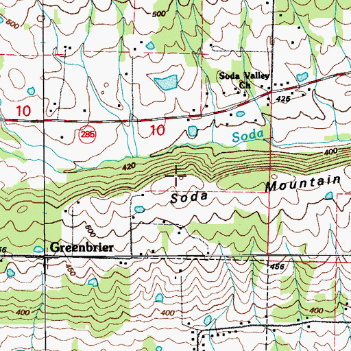 Topographic Map of Soda Mountain, AR