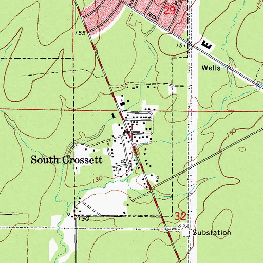 Topographic Map of South Crossett, AR