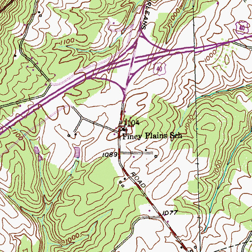 Topographic Map of Piney Plains School, MD