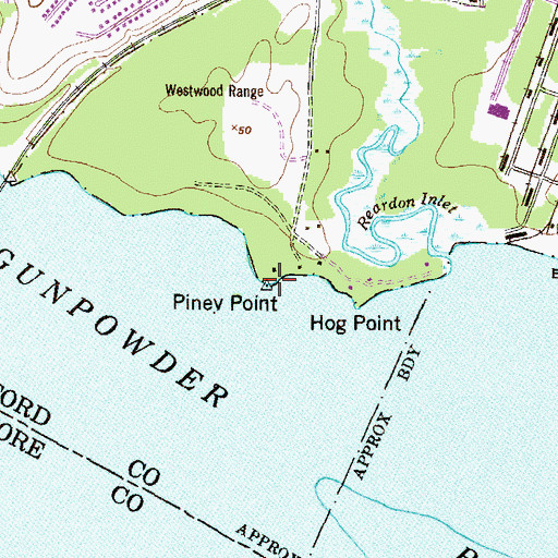 Topographic Map of Piney Point, MD