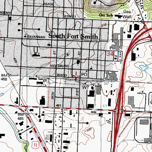 Topographic Map of South Fort Smith, AR
