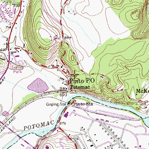Topographic Map of Pinto, MD