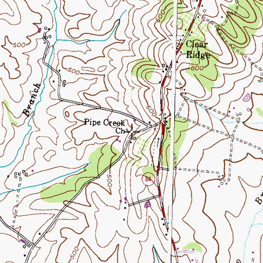 Topographic Map of Pipe Creek Church, MD