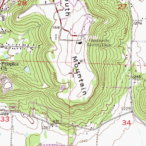 Topographic Map of South Mountain, AR