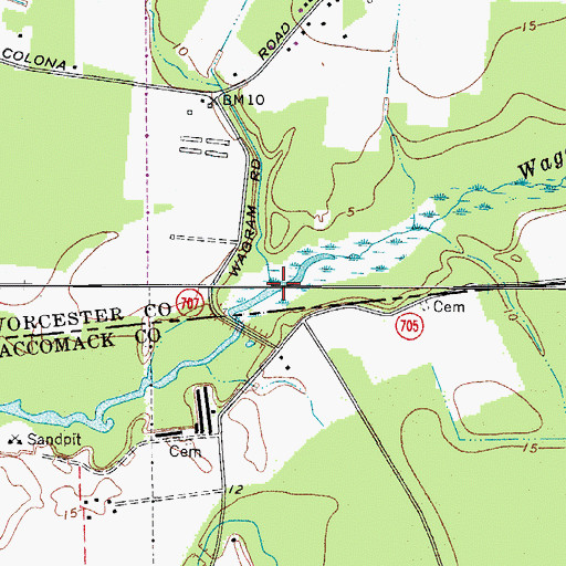 Topographic Map of Pitts Creek, MD