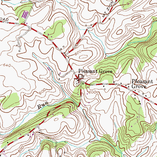 Topographic Map of Pleasant Grove Methodist Church, MD