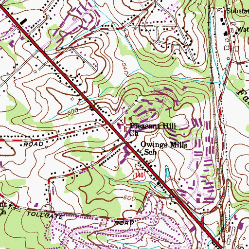 Topographic Map of Pleasant Hill Church, MD