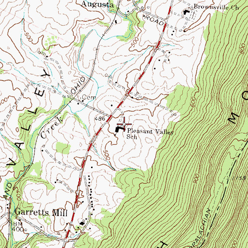 Topographic Map of Pleasant Valley Elementary School, MD