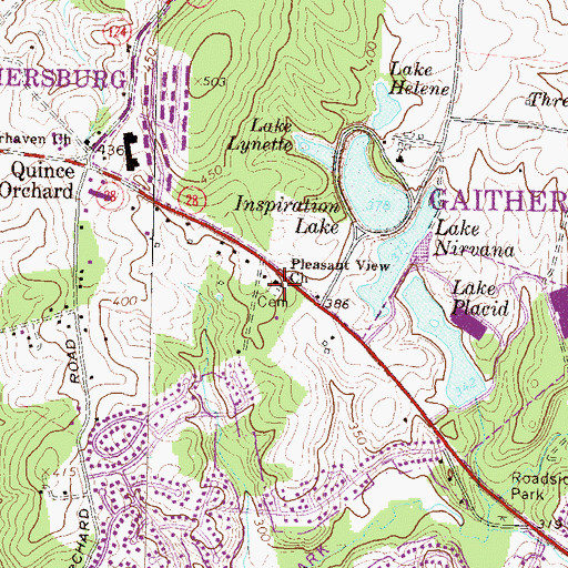 Topographic Map of Pleasant View Church, MD