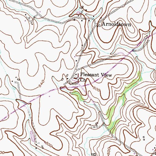 Topographic Map of Pleasant View Church, MD