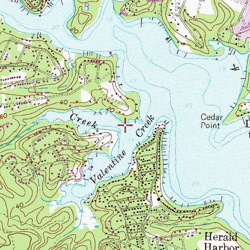 Topographic Map of Plum Creek, MD