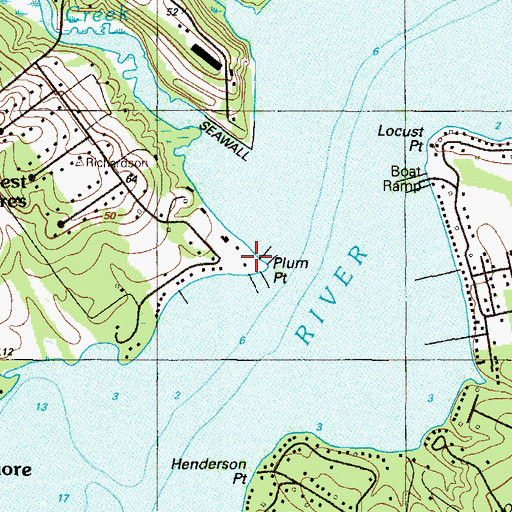 Topographic Map of Plum Point, MD
