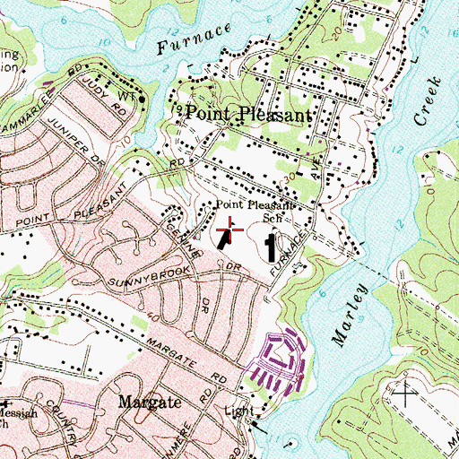 Topographic Map of Point Pleasant Elementary School, MD