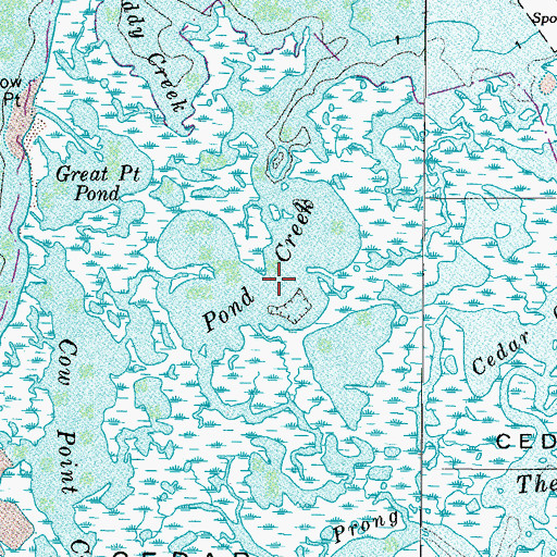 Topographic Map of Pond Creek, MD