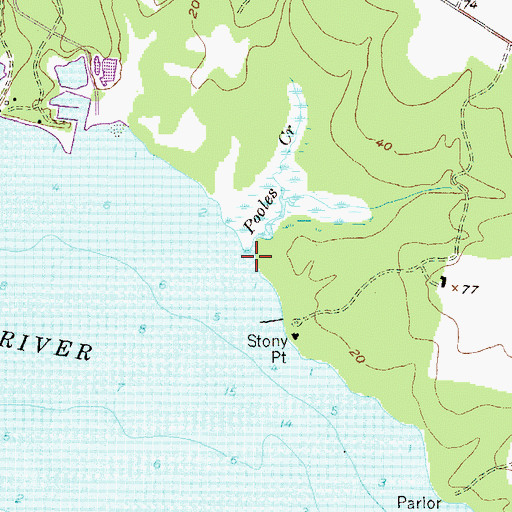 Topographic Map of Pooles Creek, MD