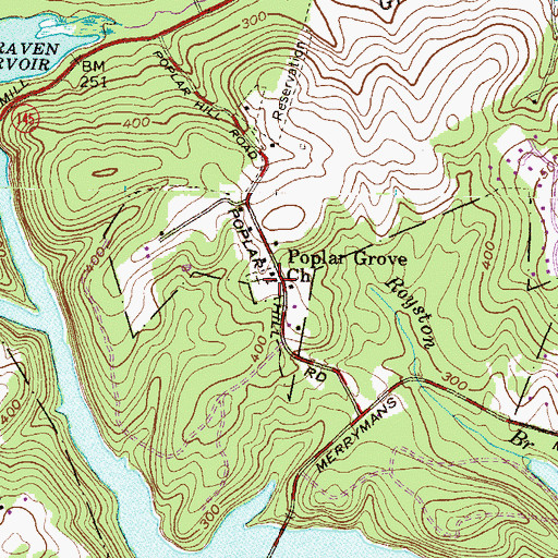 Topographic Map of Poplar Grove Church, MD