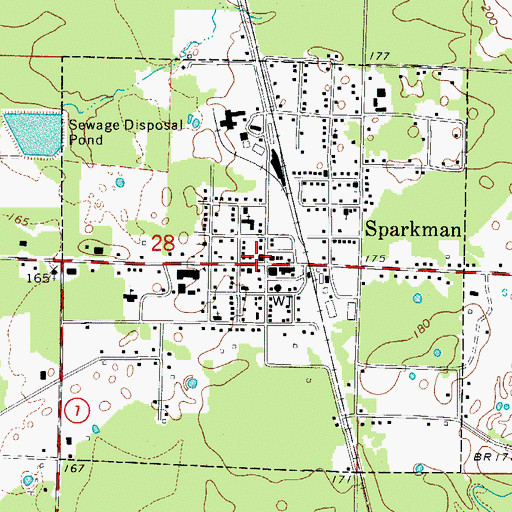 Topographic Map of Sparkman, AR