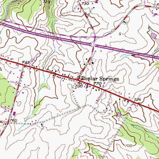 Topographic Map of Poplar Springs, MD