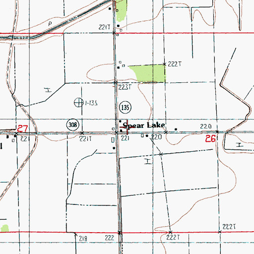 Topographic Map of Spear Lake, AR