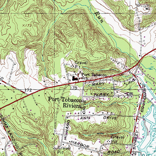 Topographic Map of Port Tobacco School, MD