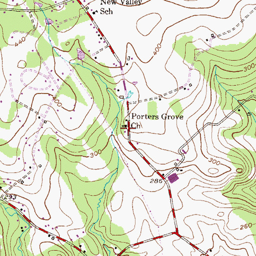 Topographic Map of Porters Grove Church, MD
