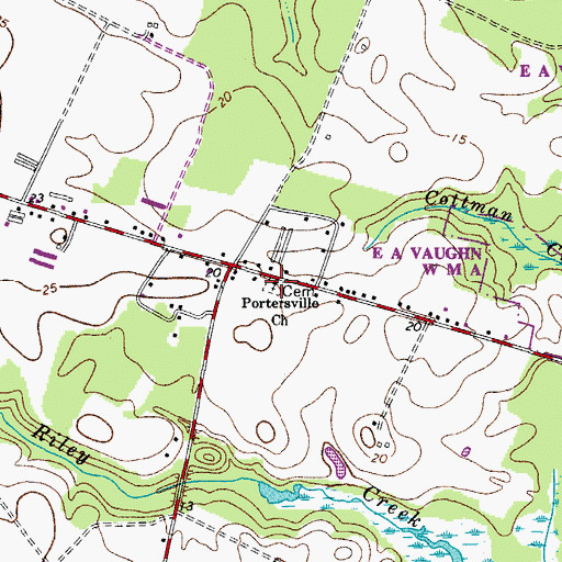 Topographic Map of Portersville Church, MD