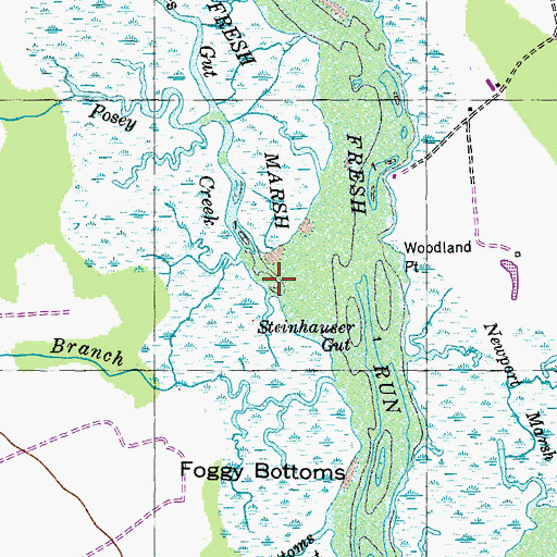 Topographic Map of Posey Creek, MD