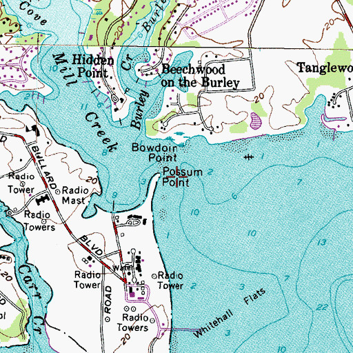 Topographic Map of Possum Point, MD