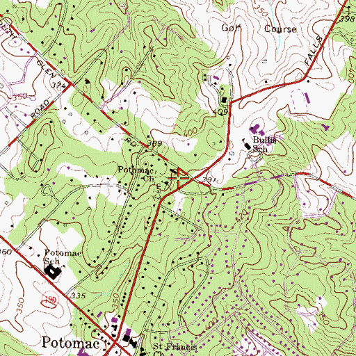 Topographic Map of Potomac Church, MD