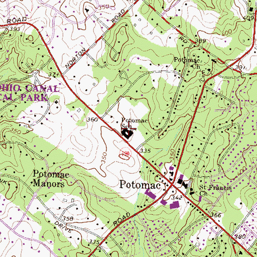 Topographic Map of Potomac Elementary School, MD