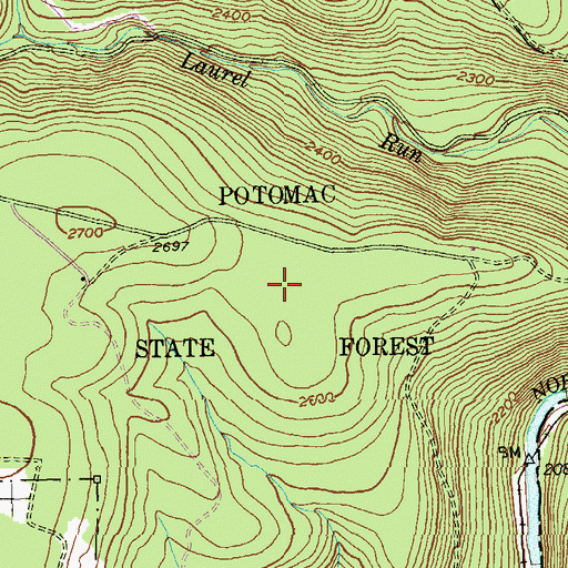 Topographic Map of Potomac State Forest, MD