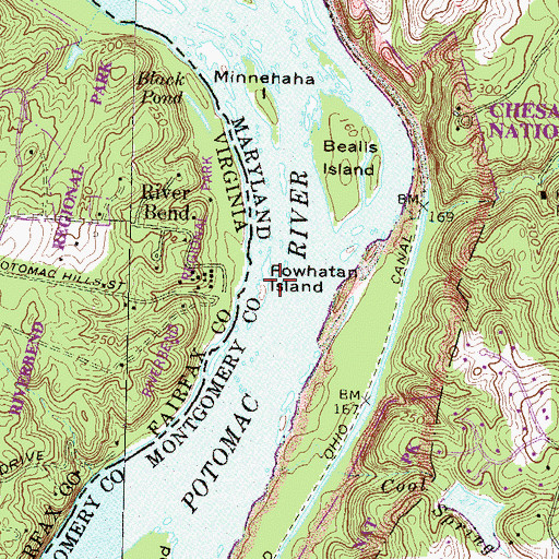 Topographic Map of Powhatan Island, MD