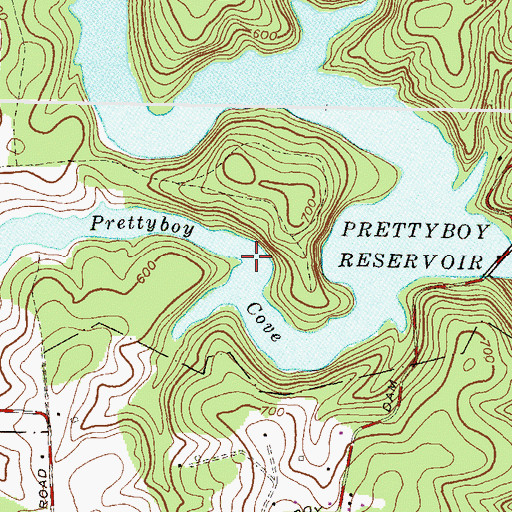 Topographic Map of Prettyboy Cove, MD