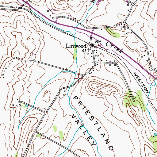 Topographic Map of Priestland Valley, MD
