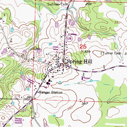 Topographic Map of Spring Hill, AR