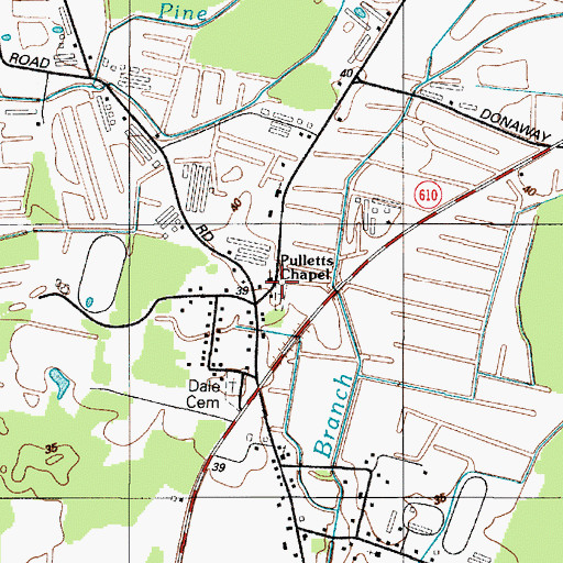 Topographic Map of Pulletts Chapel, MD