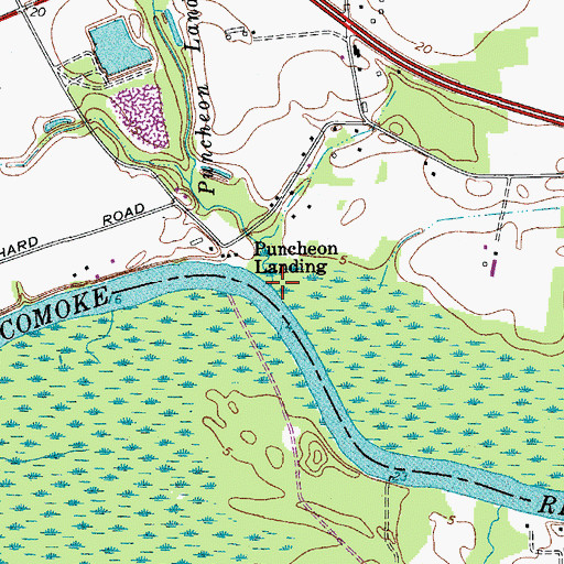 Topographic Map of Puncheon Landing Branch, MD